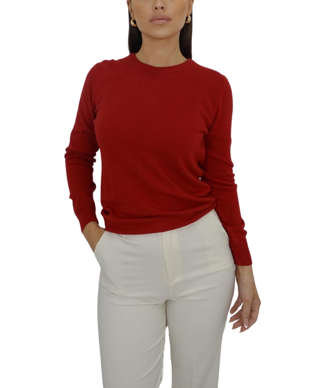 Win's Pull col Rond en Laine et Cachemire pour Femmes, Fabriqué en Italie