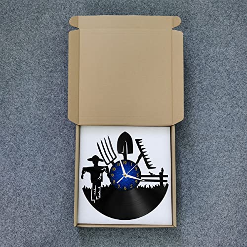 Horloge murale décorative en vinyle VCSFR design épouvantail de ferme