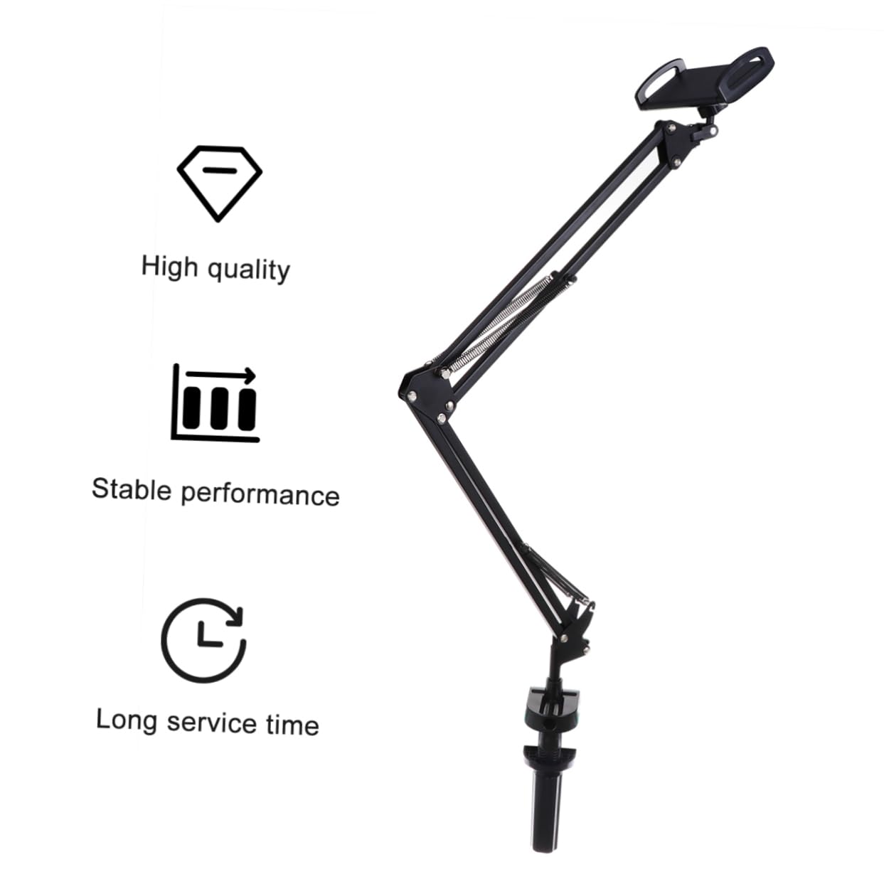 SHINEOFI Supporto da Scrivania Pieghevole per Telefono e Tablet Braccio Articolato, Clip, Ferro e Plastica, Nero, Uso Comodo