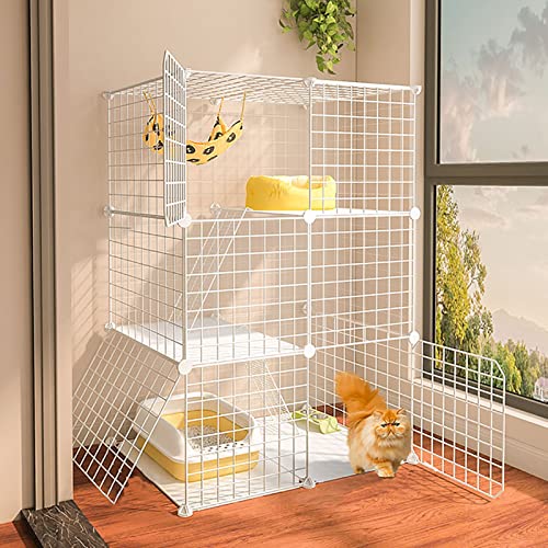 Cage pour chat modulable avec maisonnette amovible et litière intégrée - 2