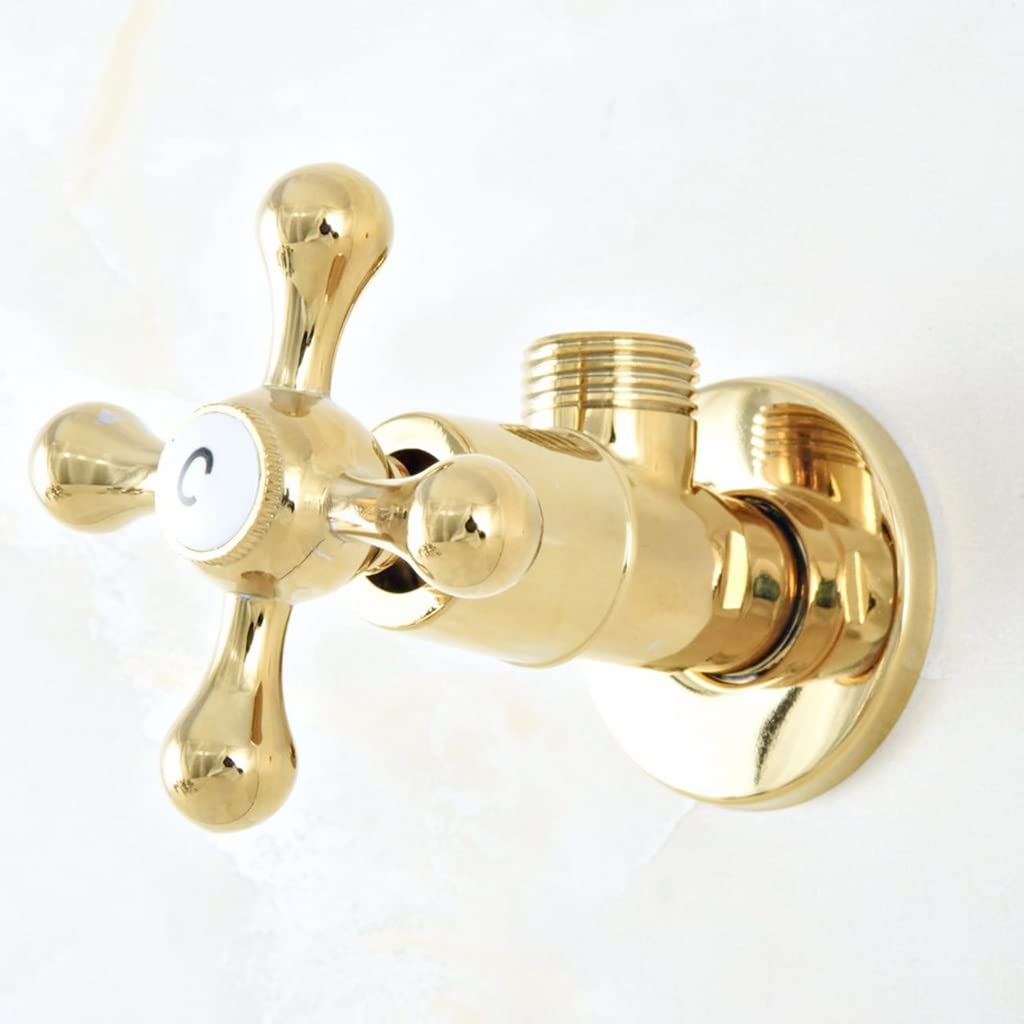 1PCS Kąt Kątowy Zawór Zatrzymujący 1/2 "męski, Złoty Kolor Mosiężny Akcesorium Łazienki