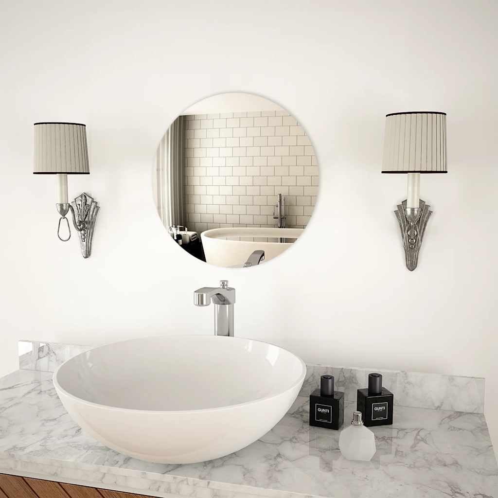 Grand miroir mural rond en verre poli 40 cm pour salon et dressing