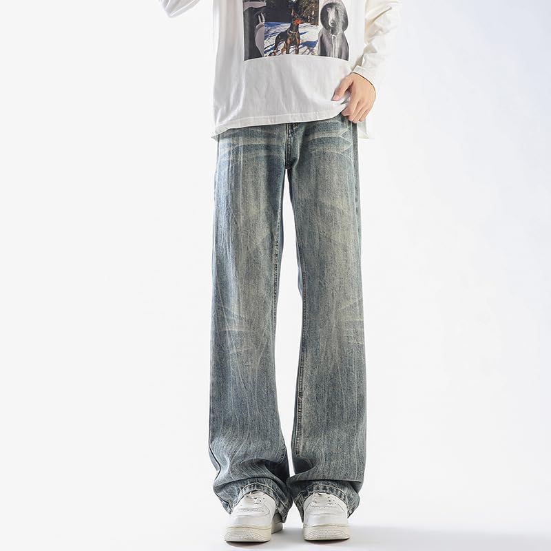 Men's Spring High Street Vintage Denim Pants Straight Leg Jeans2