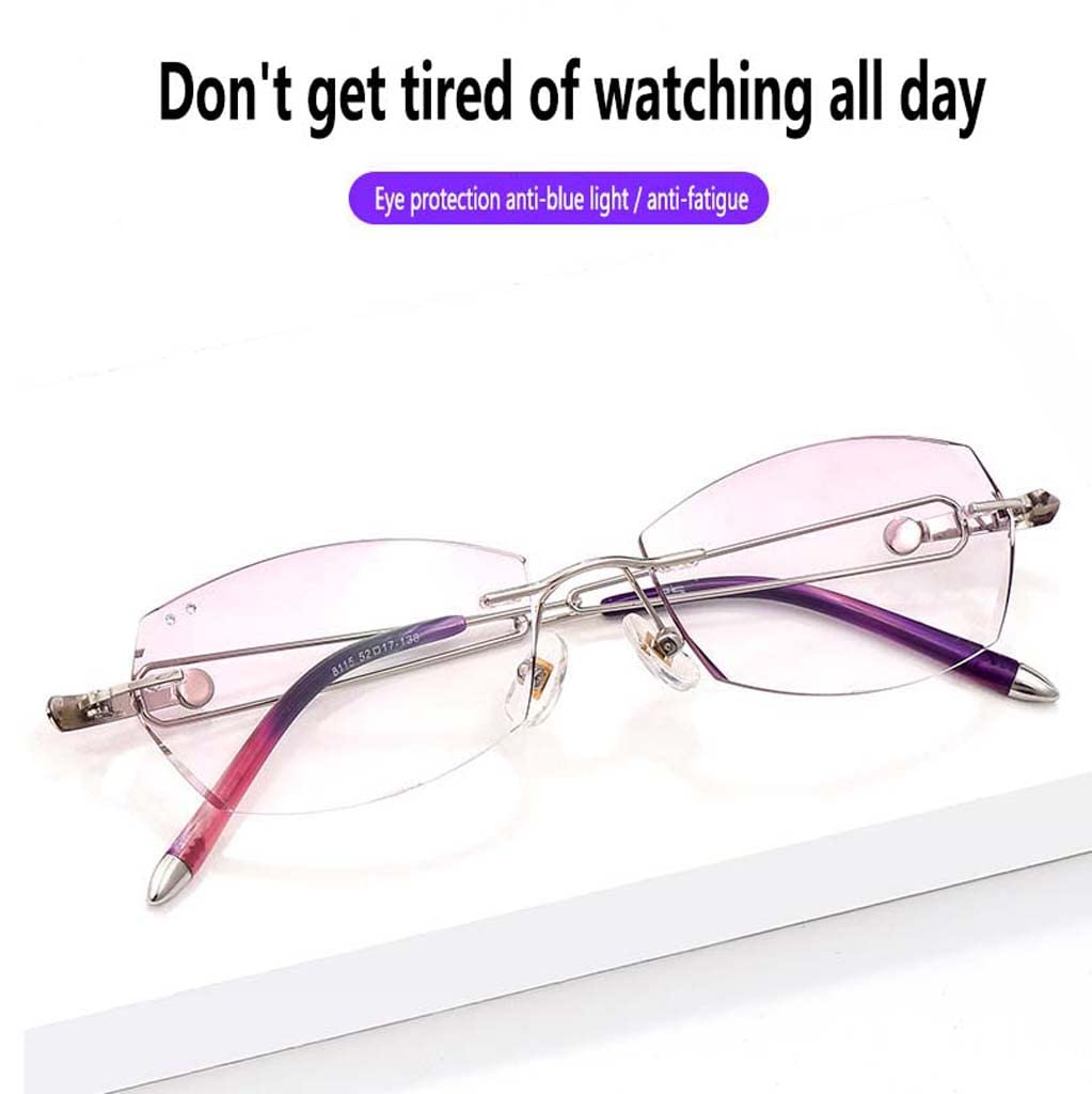 WZX Gafas de Lectura para Mujer Gafas de Lectura antifatiga ultraligeras Gafas de computadora Gafas de Lectura para Ancianos sin Marco para Mujer Luz Anti-Azul multifocal