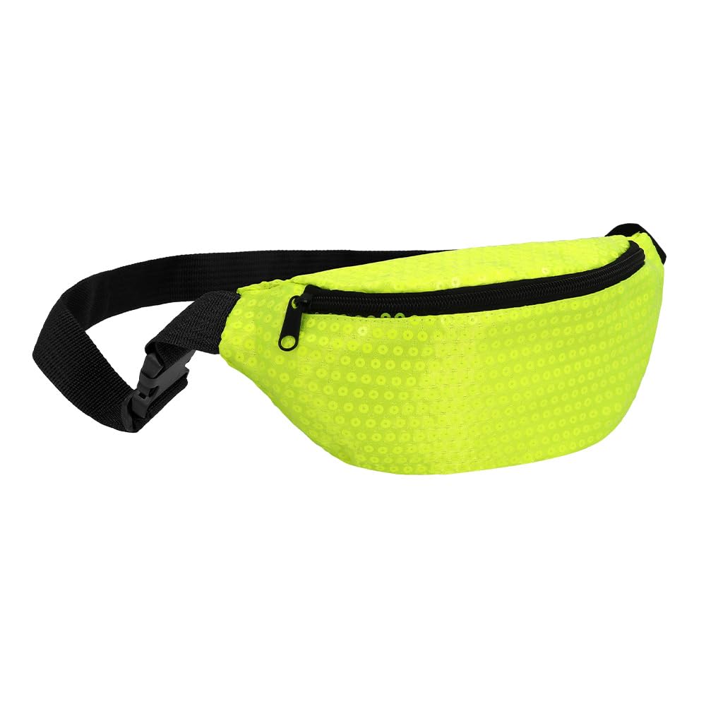 Boland Neon Yellow 90s Bumbag – Retro Fanny Pack for Festival, 80s 90s Fancy Dress, Raves or Everyday Use – Adjustable Waist Bag with Zip – Unisex Neon Bum Bag Accessory