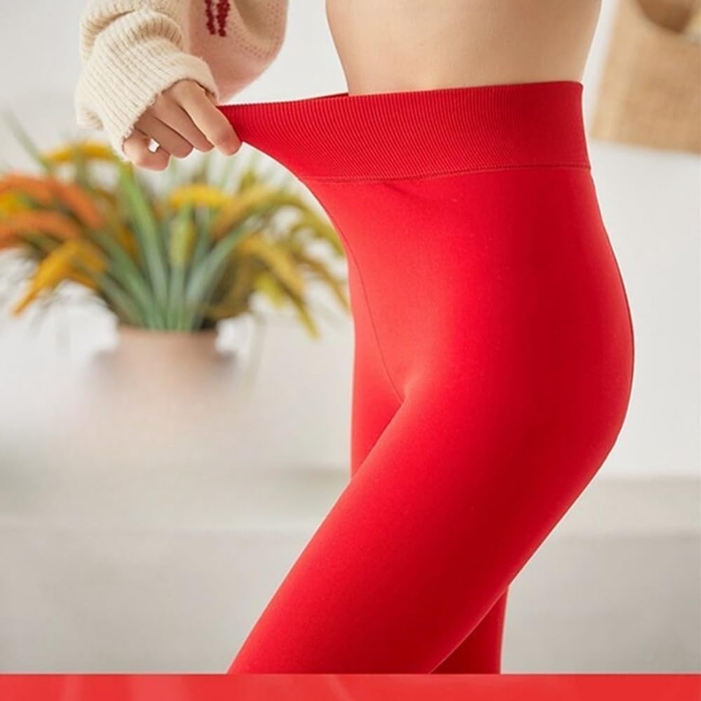Collant Termici Donna Leggings Rossi per Le Donne in Primavera E Inverno più Dimensioni Pantaloni da Usura Esterna Addensati-calpestando I Miei Piedi-500 Grammi-Rosso