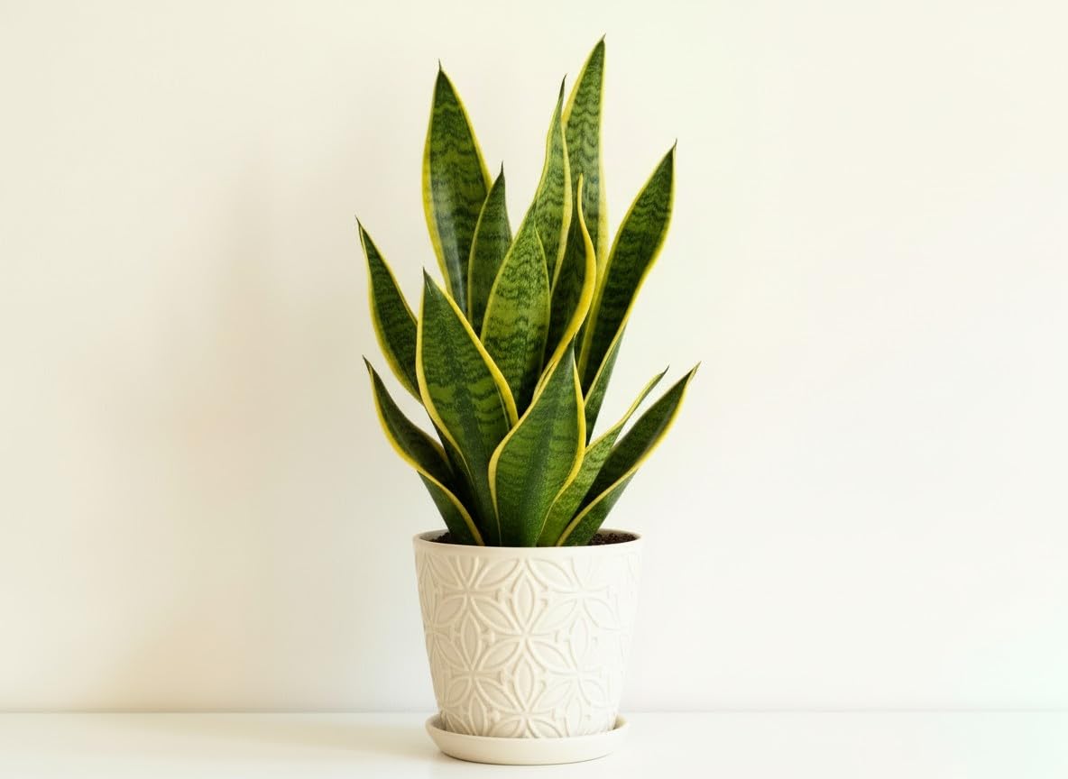 Good Luck Snake Plant | Snake plant indoor live plant| Snake plant with pot | Office Desk Balcony | indoor plants for living room (Pack of 1)_A80-image-25