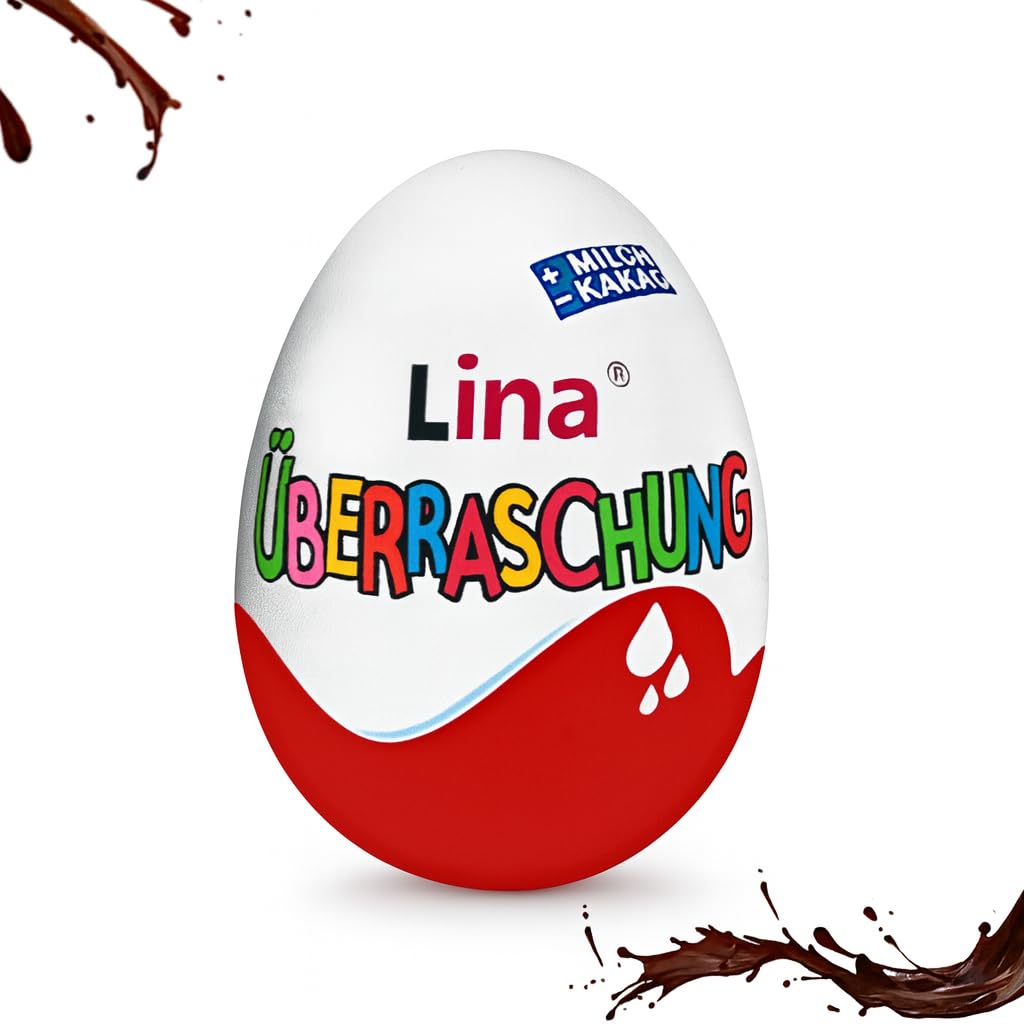 XXL Geschenkbox Überraschungsei personalisiert mit Wunschnamen, befüllt und unbefüllt | verschiedene Größen | Geschenk Nikolaus Weihnachten | Mama Papa Oma Opa Geschenkidee | (Rot, XXL - 30 cm)