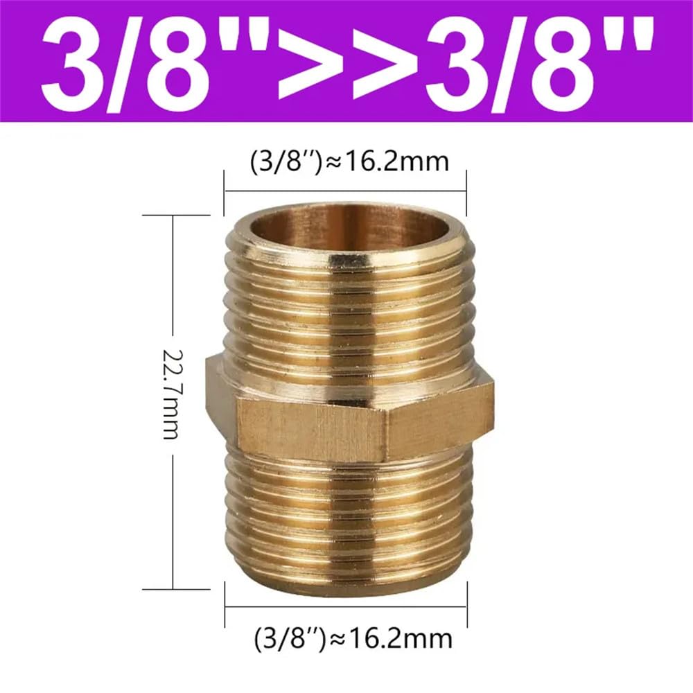 Racores de latón para mangueras, Accesorio de tubería reductor hexagonal de latón, rosca de 1/8, 1/4, 3/8, 1/2, 3/4 y 1 pulgada, adaptador de cobre, conector de acoplamiento igual, junta de plomería(0