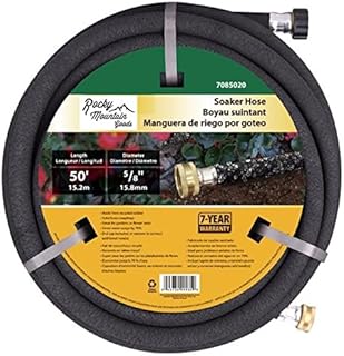 Rocky Mountain Goods Soaker Hose - Heavy duty rubber - Saves 70% water - End cap included for additional hose connect - Great for gardens/flower beds - Reinforced fittings (50-Feet by 5/8-Inch)