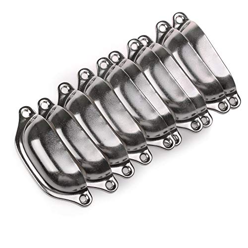U Yoo Lot de 10 Poignées de Meuble Vintage Boutons de Meuble Poignées de Porte Coquille Avec de Vis Idéal pour Tiroirs Armoires Commandes Placards, 98 mm (Argenté) Cover