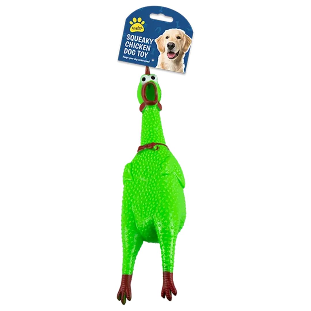 Gem Imports Squeaky Green Chicken Novelty Dog Toy 30cm – Durable PVC Squeak Pet Toy for Dogs