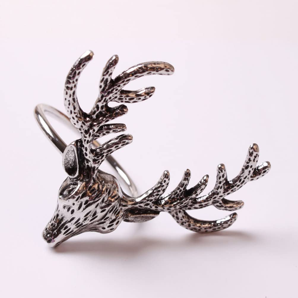 Weihnachten Serviettenringe 4er Set - Elch & Rentier Motive In Silber Für Festtafel