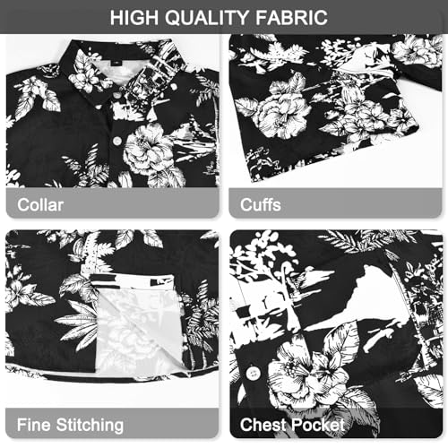 Hawaiian Shirt for Men with Pocket - Button Down Wrinkle-Resistant for Beach, Pool Parties (S-4XL)3