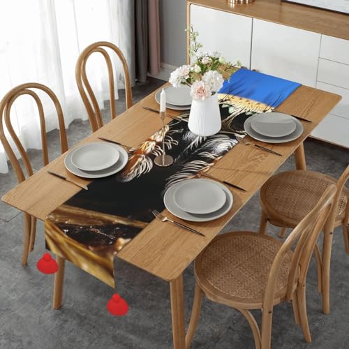 Chemin de table à pompons en coton et lin pour repas de fête - 2