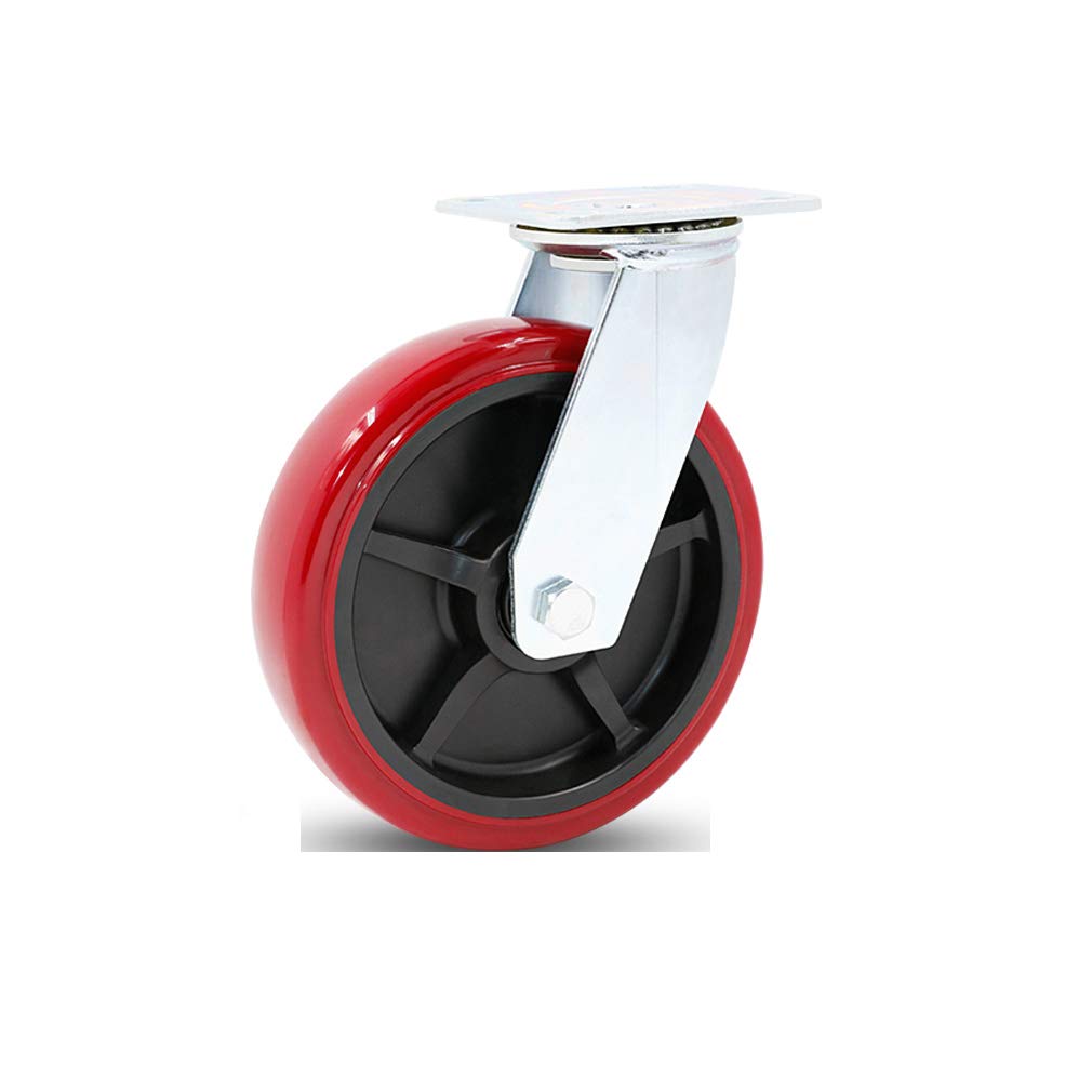 YUZGUHEY Heavy Duty Swivel Caster Wheels 1pcs Polyurethane Furniture Castor with 6202 Bearing for Large Trolley Flatbed(Universal,6in)