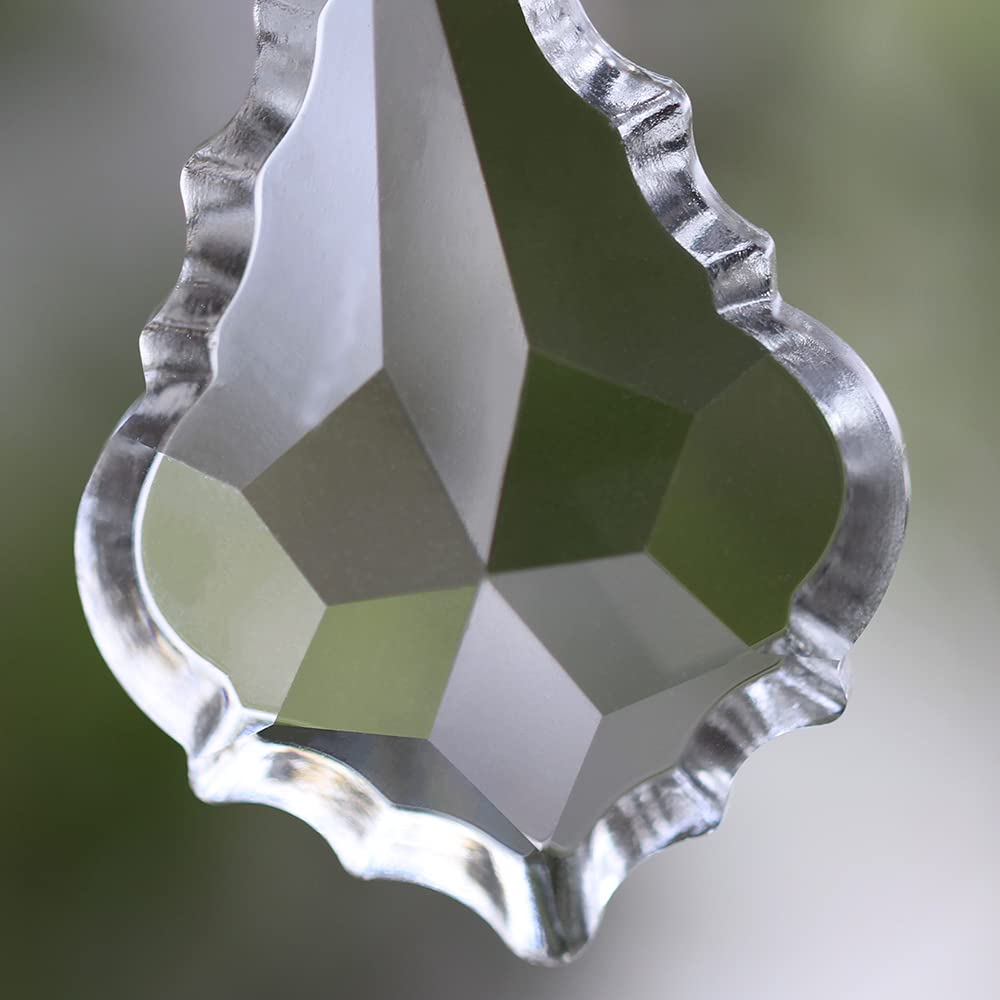 Wiszące kryształy, pryzmaty, przezroczyste łapacze słońca, 38 mm-100 mm, kryształowa lampa z liśćmi klonu, krople, szklany żyrandol, wiszące wisiorki, kryształy do dekoracji (89 mm, 6 szt.)