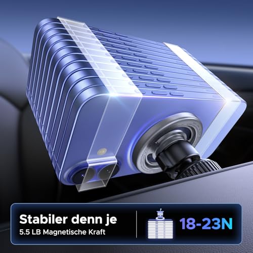 UGREEN Handyhalterung Auto Anti-Fall Magnetverschluss, MagSafe Autohalterung dreht Sich 360°, Lüftung KFZ Handyhalterung Kompatibel mit iPhone 17 16 15 14 13 12 Pro Max Plus Mini, MagSafe Hülle, Grau 3