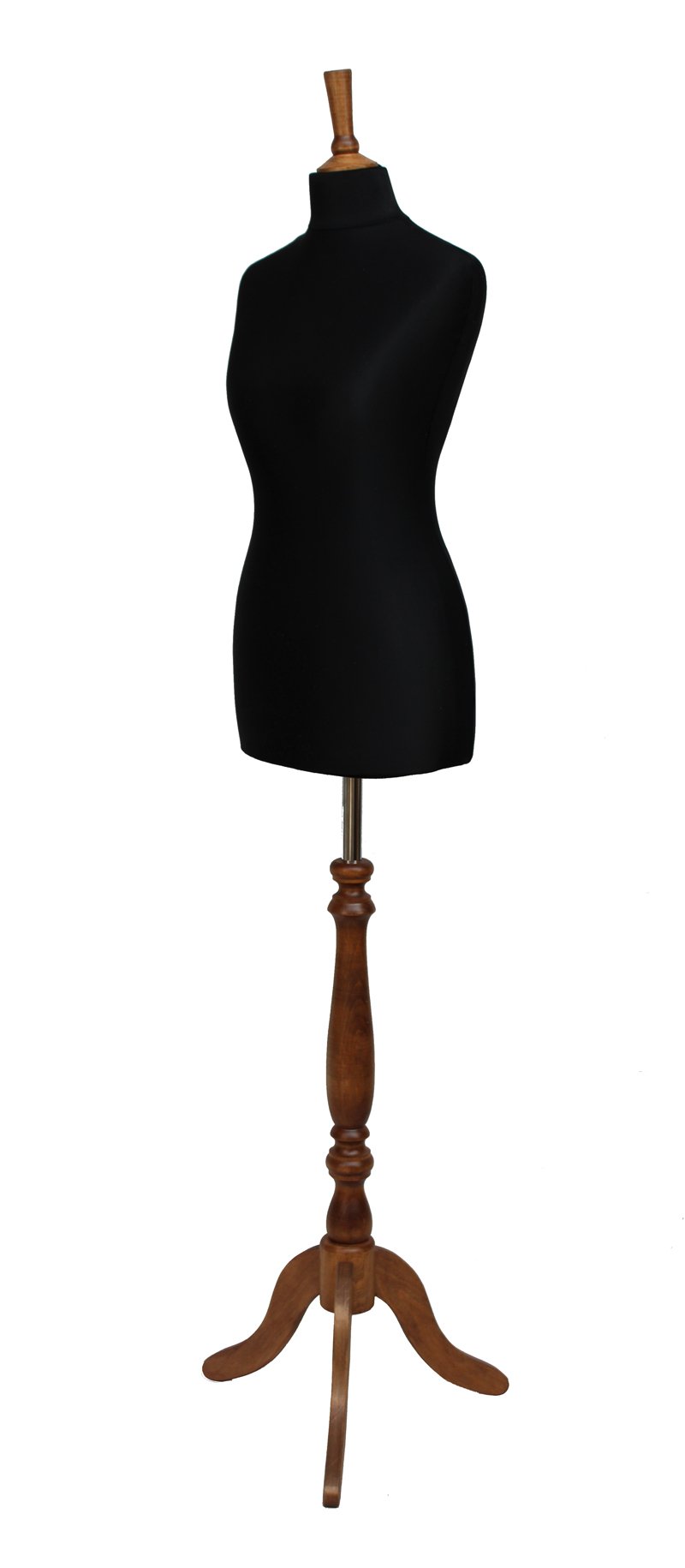 The Shopfitting Shop Mannequin de couture de luxe pour femme - Taille 42/44 - En jersey noir - Avec trépied en bois de rose indien