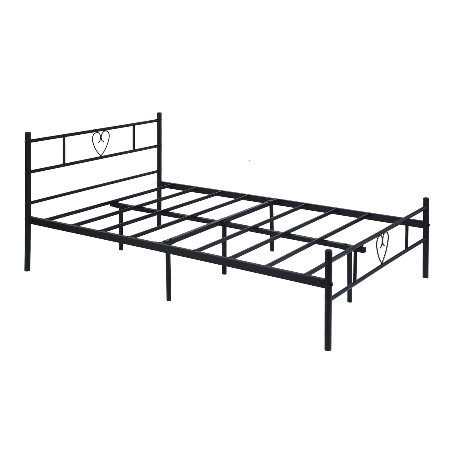 Small Double Bed Frame, Metal Platform Bed Frame with Headboard and Footboard, Double Bed Frame No Box Spring Needed Mattress Foundation for Adults Teens, Black