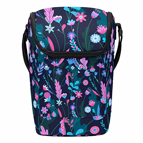 Lonchera grande floral contra derrames con correa ajustable para el hombro 2