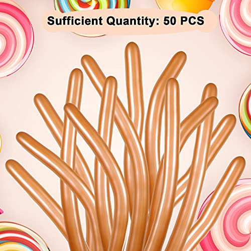 Image of Skylety 50 Pieces Long Balloons 260 Twisting Animal Metallic Latex Balloons DIY Modelling for Birthday Wedding Engagement Magic Anniversary Festival Party Decoration(Rose Gold)