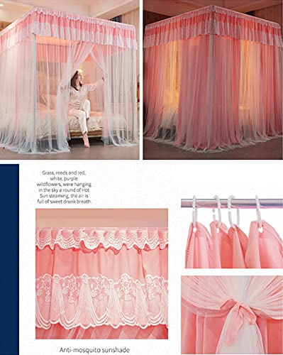 Mosquitera de Encaje y Dosel de 4 Postes para Cama de Princesa King 1.8x2m 3
