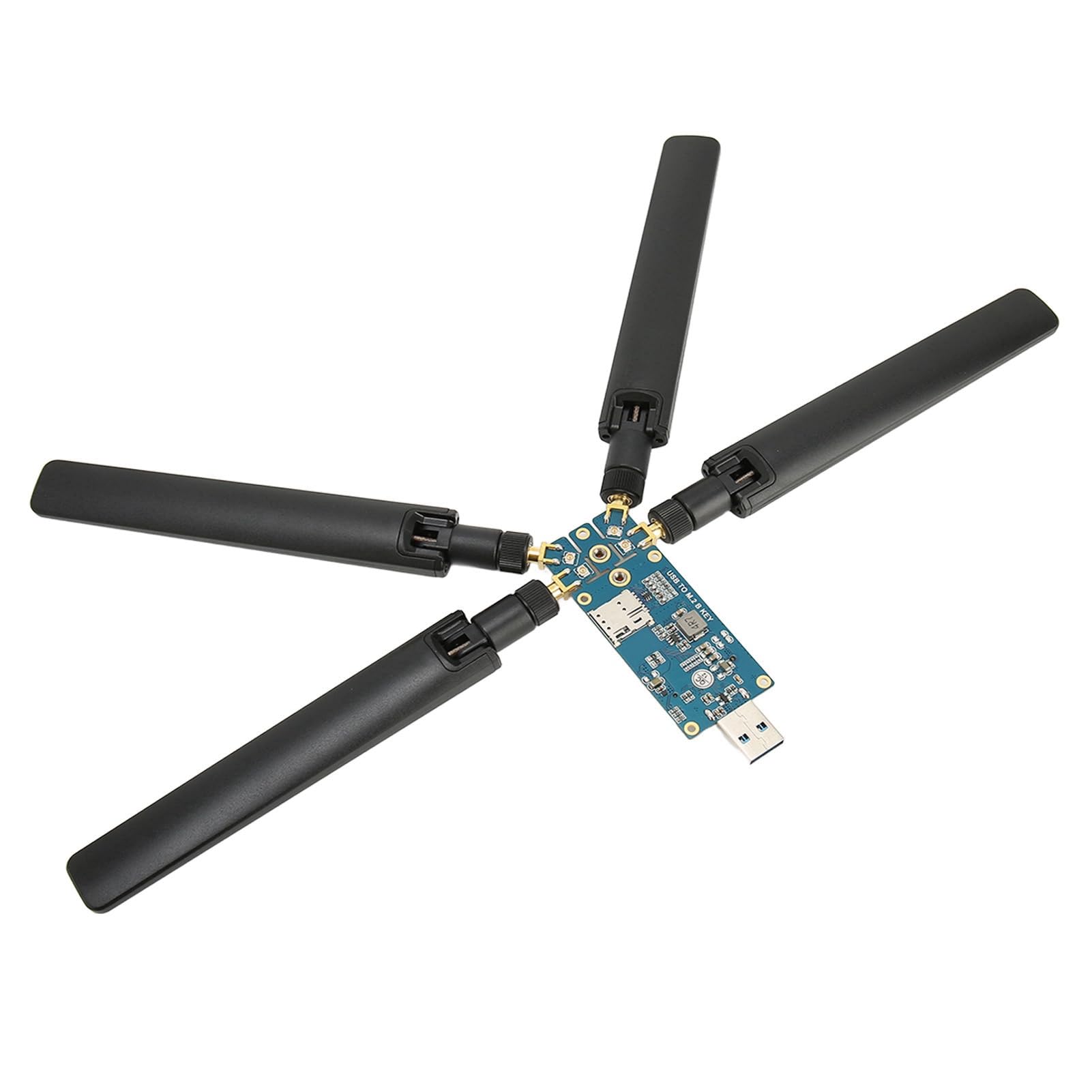 Carte WiFi DONGLE 5G USB3.1 vers M.2 Key B, Carte en Alliage D'aluminium avec 4 Antennes, Indicateur d'alimentation pour Module 5G, Installation et Utilisation Faciles