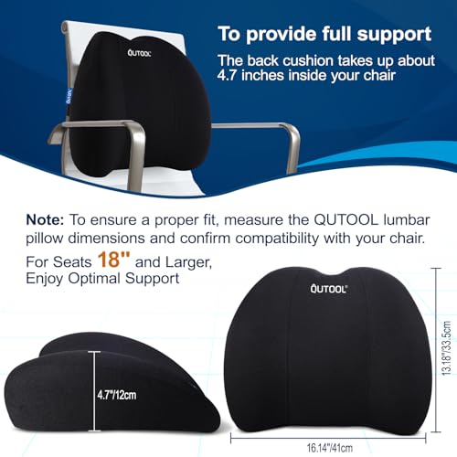 image for QUTOOL Lumbar Support Pillow for Office Chair, Memory Foam Low Back Su