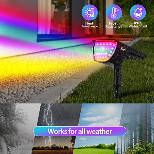 Image of Solar Color Changing Spot Lights Outdoor, IP67 Waterproof Solar Landscape Lighting, 7 Modes Multicolor RGB Landscape Spotlights for Garden Yard Driveway Lawn Patio Pathway Easter Decorations, 4 Pack