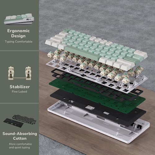 Image of RK ROYAL KLUDGE RK61 Plus Mechanical Keyboard, 60% Percent Wireless Gaming Keyboard with USB Hub, Bluetooth /2.4Ghz /Wired RGB Hot Swappable PC Keyboard for Win /Mac /Android, Tactile Pale Green Switches