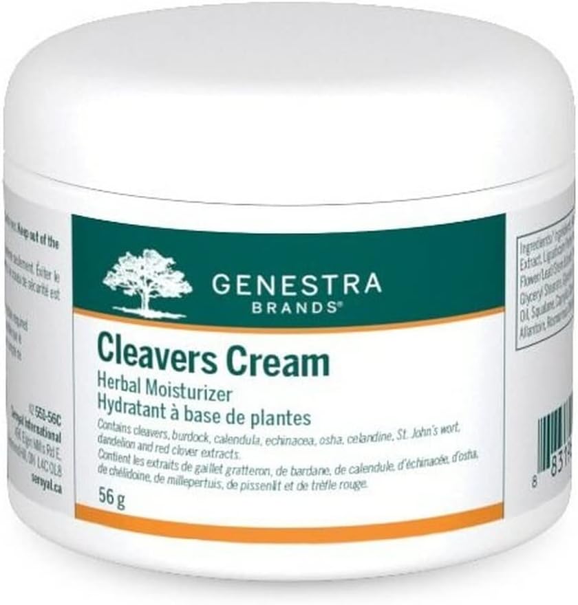 Genestra Brands Cleavers Cream | Herbal Moisturizer with Burdock, Calendula, Echinacea, Osha, Cleavers, Celandine, St. John's Wort, Dandelion and Red Clover Extracts | 2 Ounces