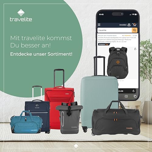 Travelite Handgepäck Rucksack mit gepoltertem Laptopfach, Laptop Rucksack 13 Zoll, KICK OFF, Tagesrucksack für Urlaub und Sport, 40 cm, 17 Liter
