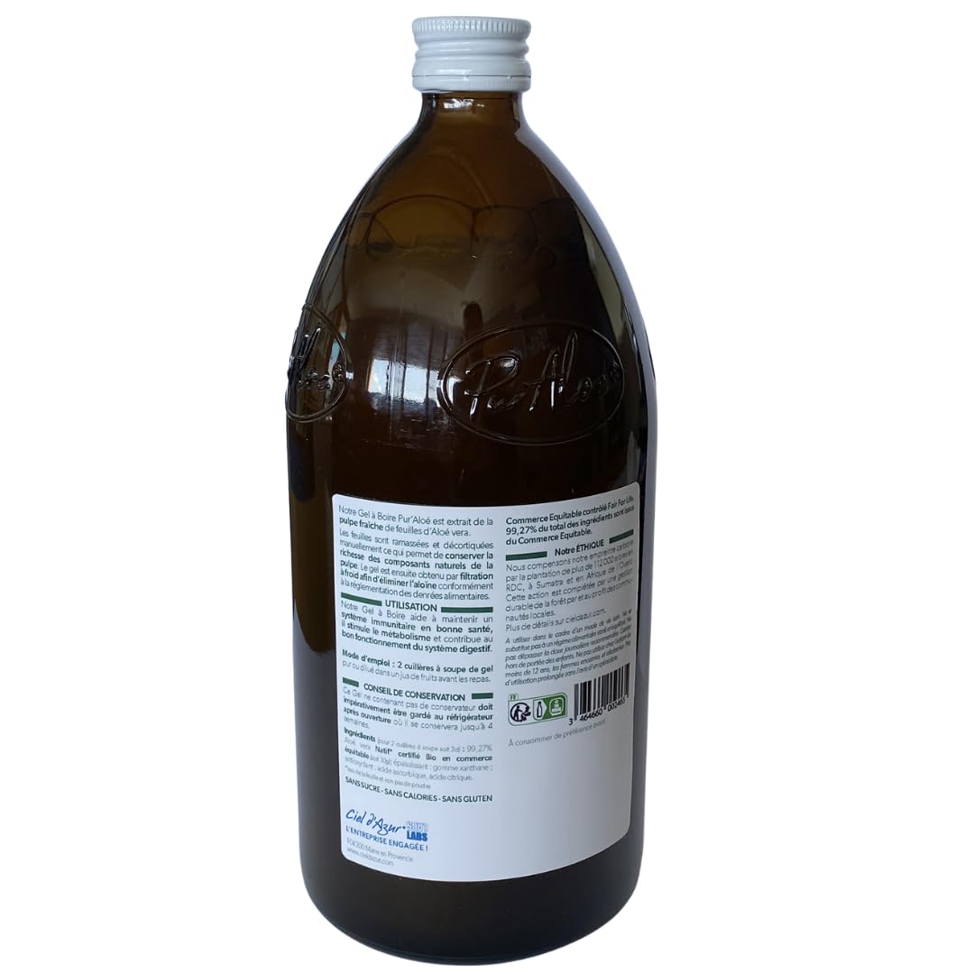 Pur Aloé Aloé Vera Bio Pur Gel à Boire, 1000 ml, 1 Unité (L'emballage peut  varier) : Amazon.fr: Beauté et Parfum