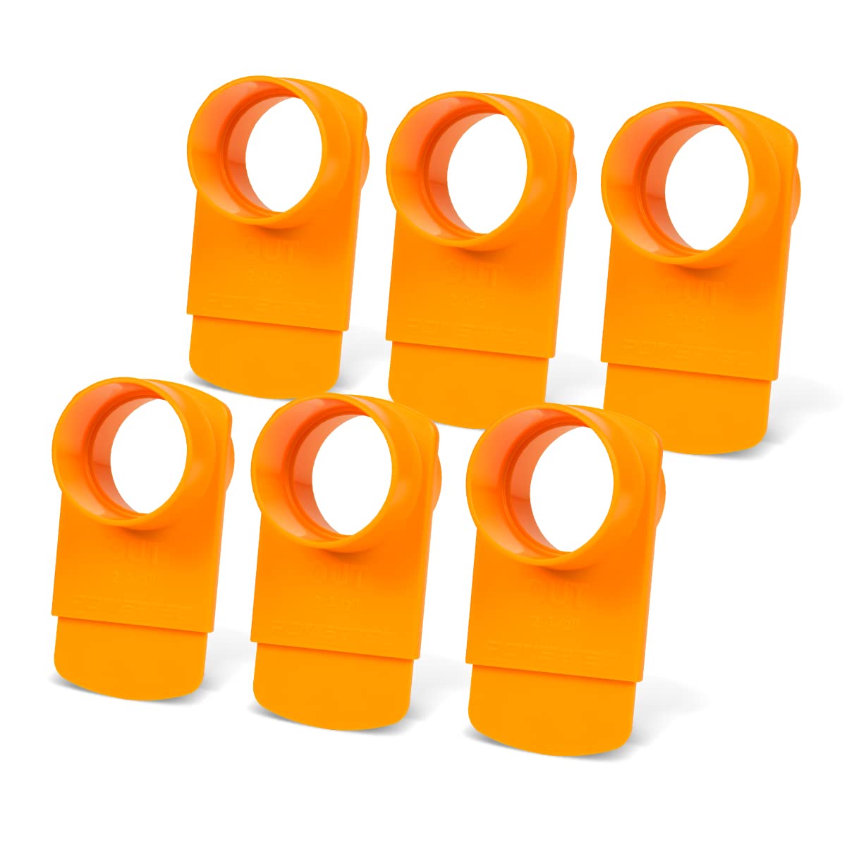 POWERTEC 70294-P6 - Puerta integrada de 2-1/2 pulgadas, resistente a los zuecos, ajuste de plástico ABS cónico antihuecos para sistemas de recogida de polvo, paquete de 6