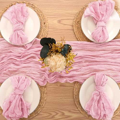 30 Pcs Pink Cheesecloth Napkin Gauze Napkin 20IN Boho Cheesecloth Napkin Bulk for Party, Wedding, Reception, Bridal Shower Table Decorations - Pink - Image 3