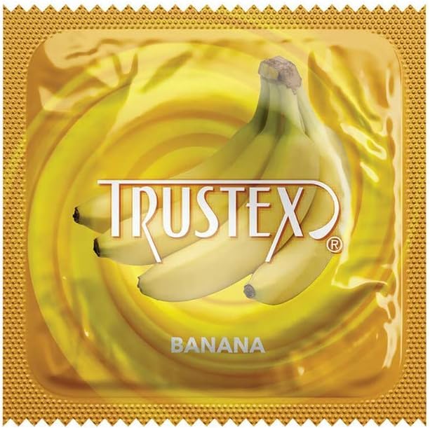 Trustex - Paquete de condones con sabor a plátano con una elegante funda de bolsillo de latón condones de látex lubricado 24 unidades disponible en Yaxa Guatemala