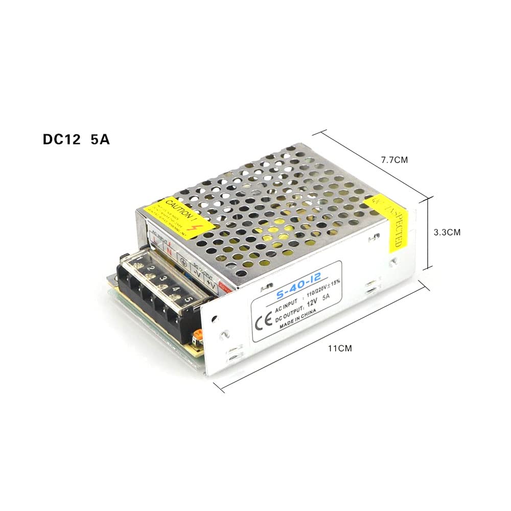 LED-Transformator, 1 Stück, LED-Treiber, Netzteil für LED-Streifen, 8 A, 102 W (Größe: 5 A, 60 W)