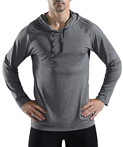 Rdruko Mens's Active Gym Muscle Bodybuilding Long Sleeve Hoodies Workout Hooded Sweatshirts