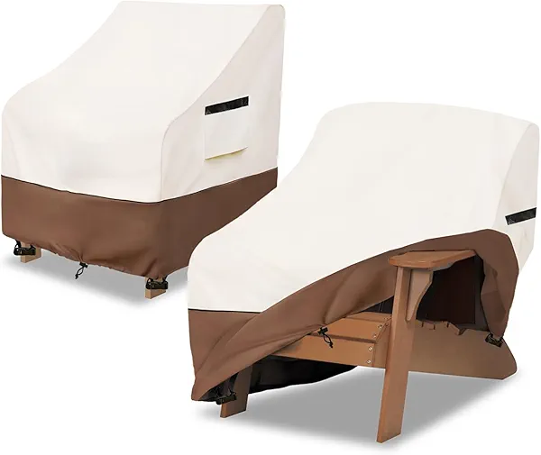 Osileyo Adirondack Chair Cover 2 Pack,Waterproof Heavy Duty Patio Furniture Covers,Patio Adirondack Chair Covers for Outdoor Chairs(30 W x 34 D x 36 H inches) Beige & Brown