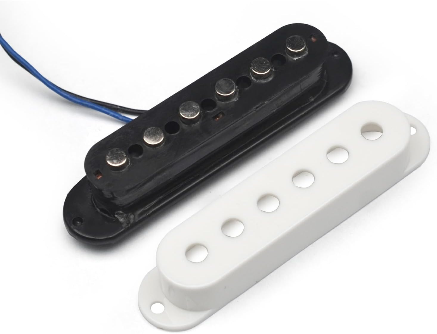SAPHUE guitar pickups Single Coil Staggered Top Plastic Bobbin Pickup Electric Guitar Pickup Neck/Middle/Bridge 50/50/52mm for FD Strat Guitar Accessories (White)