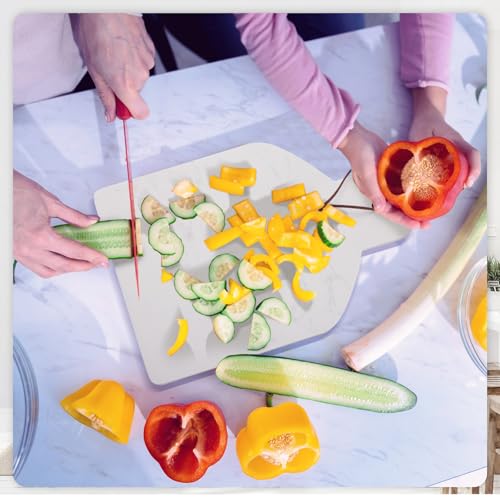 Set de 3 tablas de cortar de mármol blanco con mango miniatura 5