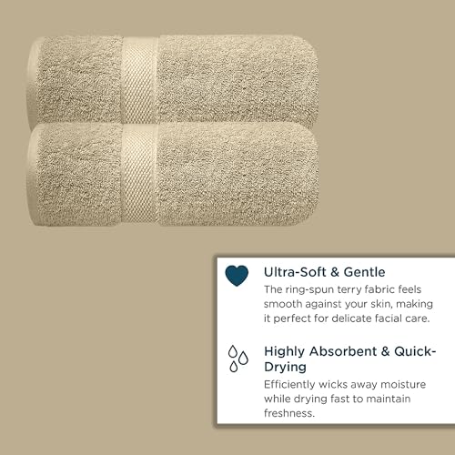 Image of Sulfar 100% Terry Ring Spun Cotton Face Towel - Quick-Dry, Highly Absorbent (480 GSM) (30 x 30 Cm) Beige (Pack of 2)