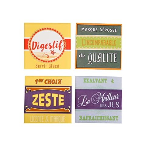 Comptoir de famille Set 4 Under Glasses Coasters Porcelain Vintage Style 162680 Dessous VERRE Cover