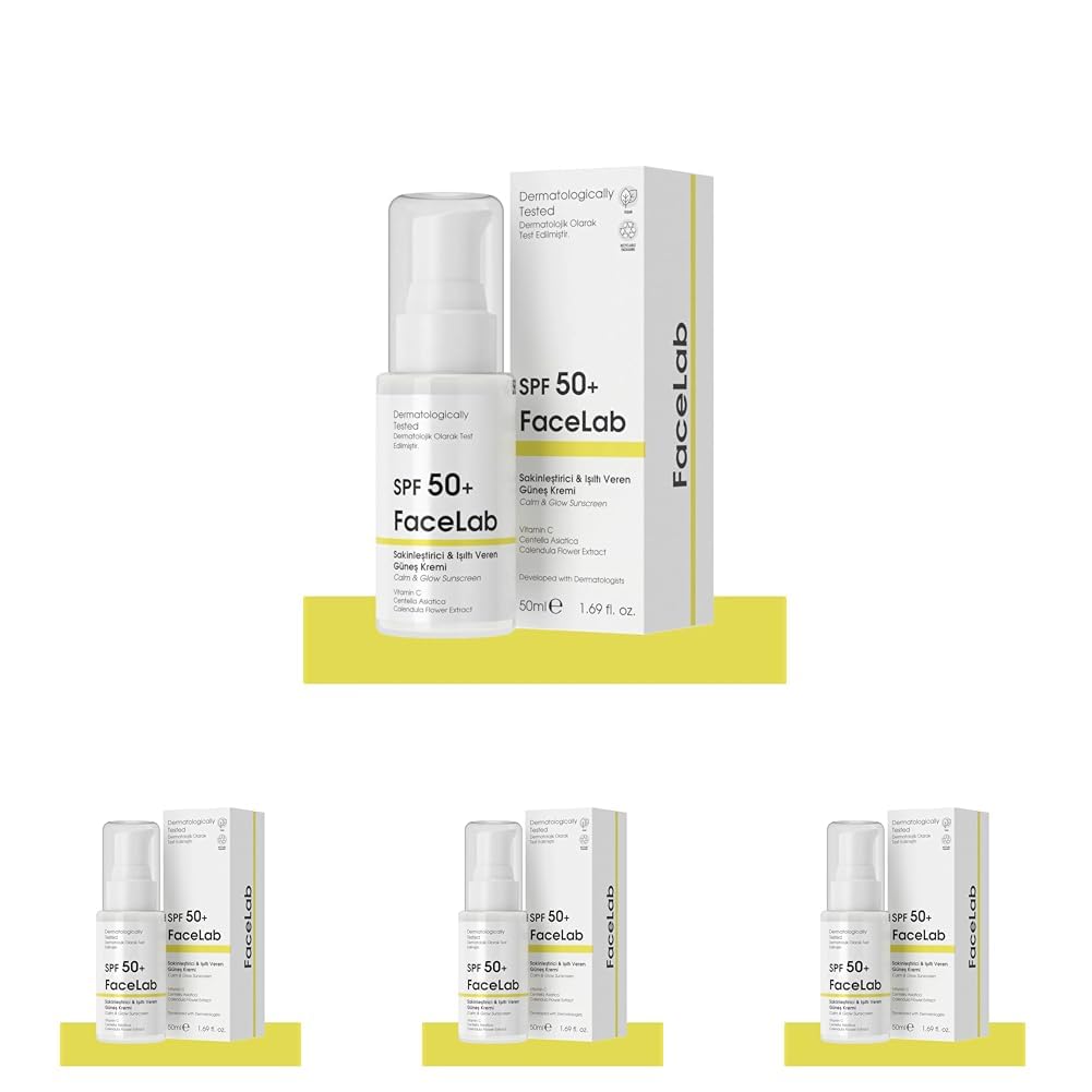 Facelab Sakinleştirici ve Işıltı Veren C Vitamini ve Centella İçerikli SPF 50 ve Güneş Kremi 50 ml (4 paketi)