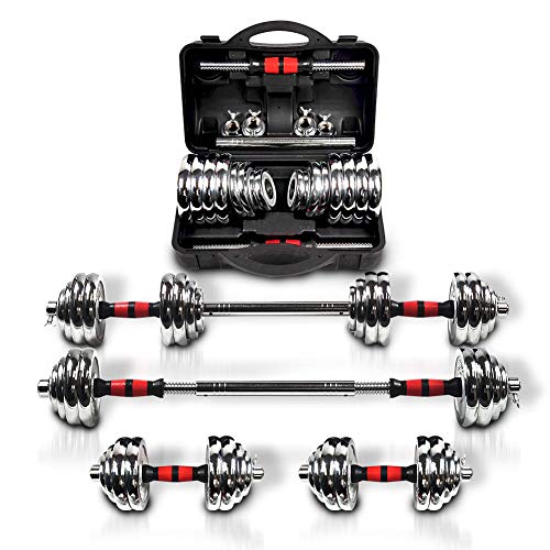 Adjustable Dumbbell Set Home Gym Cast Iron Barbell Sets with Carry Box 66lbs Office Bedroom Workout Dumbbells for Men and Women (66LB or 30KG Dumbbell)
