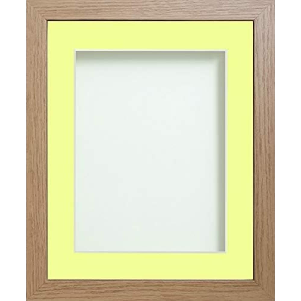 Frame Company Allington Range Beech Picture Photo Frame with Lemon Bon Bon Mount, 10x8 for pic size 6x4' * Choice of Sizes* Fitted with Glass