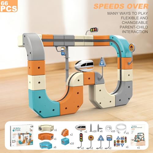 Image of Electric Train Set, 66PCS 3D Infinity Track with Flexible Tracks for Kids, Buildable STEM Train Set for Creative Play, Interactive Race Track Toy for Kids Ages 3-8