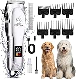 PETVION Tondeuse Chien Professionnelle Tranchant 7 000 tr/min Tondeuse de Toilettage Sans Fil Étanche IPX7 avec Écran LCD Faible Bruit et Charge USB et 6 Sabots pour Poils Longs Frisés et Épais