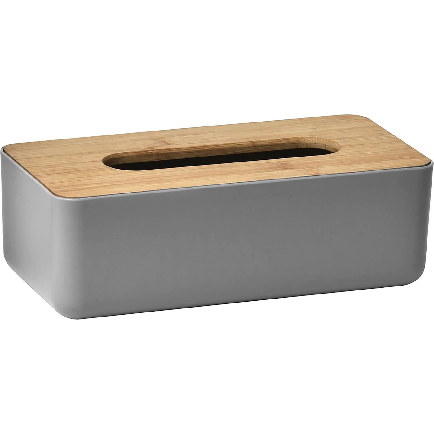 Gray Tissue Box Cover Padang with Bamboo Top - Elegant Design for Home and Office - Enhance Décor and Organization